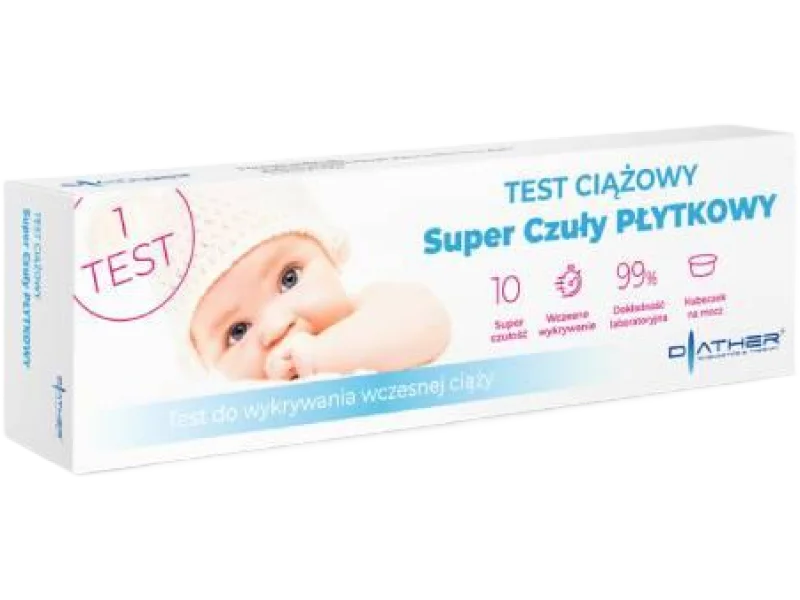 DIATHER Test ciążowy płytkowy Super czuły