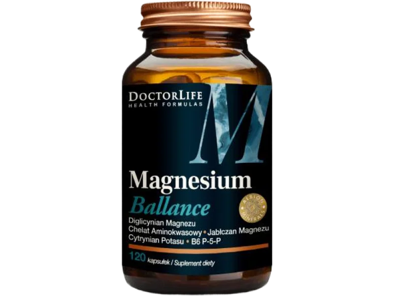 Doctor Life Magnesium Ballance: jabłczan magnezu + cytrynian potasu + B6 P-5-P, kapsułki