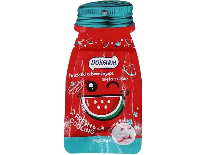 DOSFARM Drażetki odświeżające o smaku arbuza i mięty z witaminą C