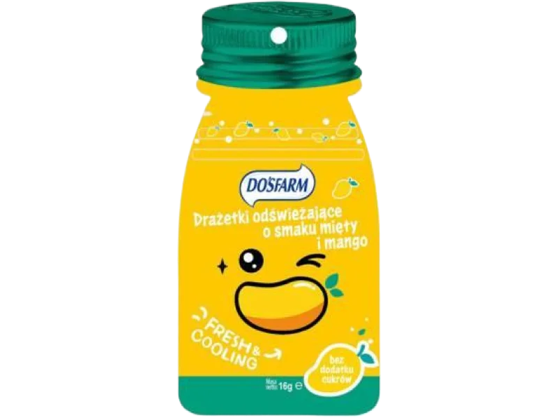 DOSFARM Drażetki odświeżające o smaku mango i mięty z witaminą C