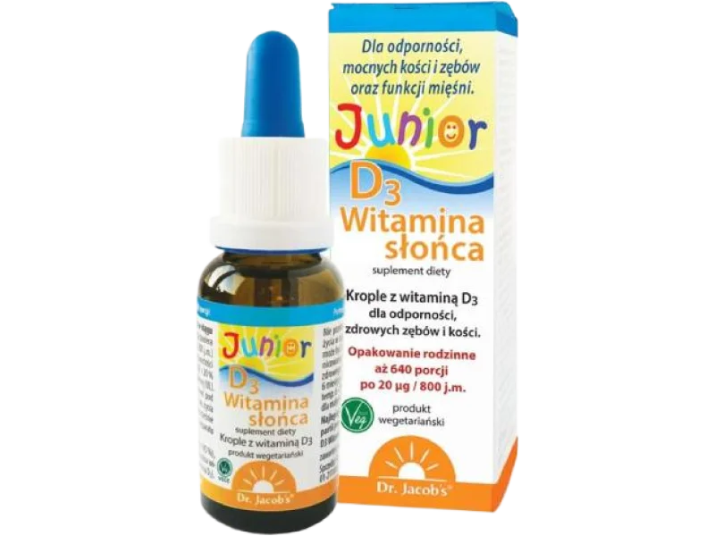 Dr. Jacob’s Junior D3 Witamina Słońca, krople doustne, 20 μg