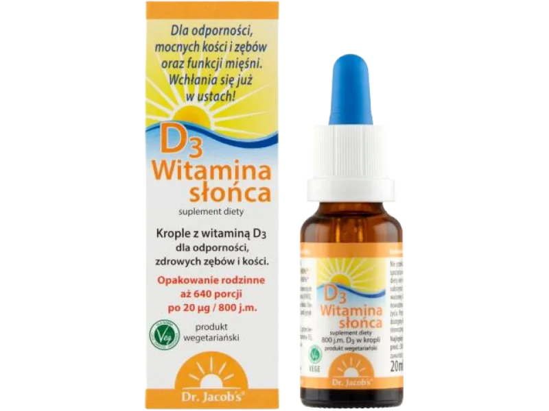 Dr. Jacob’s Witamina Słońca D3, krople, 800 j.m.