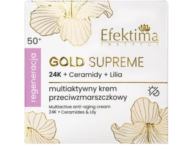 EFEKTIMA Gold Supreme Multiaktywny krem przeciwzmarszczkowy 24K + Ceramidy + Lilia Regeneracja 50+