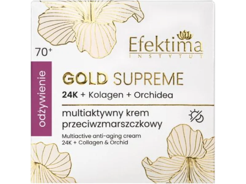 EFEKTIMA Gold Supreme Multiaktywny krem przeciwzmarszczkowy 24K + Kolagen + Orchidea Odżywienie 70+