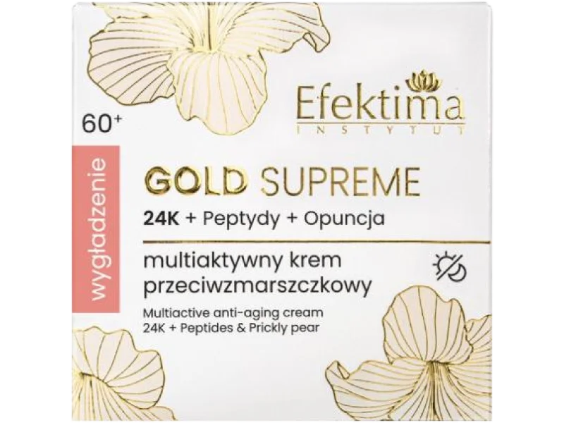 EFEKTIMA Gold Supreme Multiaktywny krem przeciwzmarszczkowy 24K + Peptydy + Opuncja Wygładzenie 60+