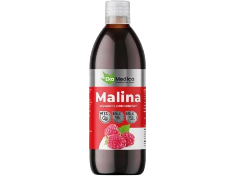 EkaMedica Malina 100% Sok z malin z witaminą C, płyn, 15 mg