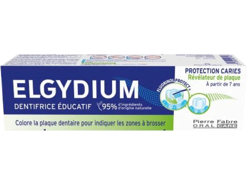 ELGYDIUM Edukacyjna pasta do zębów barwiąca płytkę nazębną, pasta do jamy ustnej, 1400 ppm