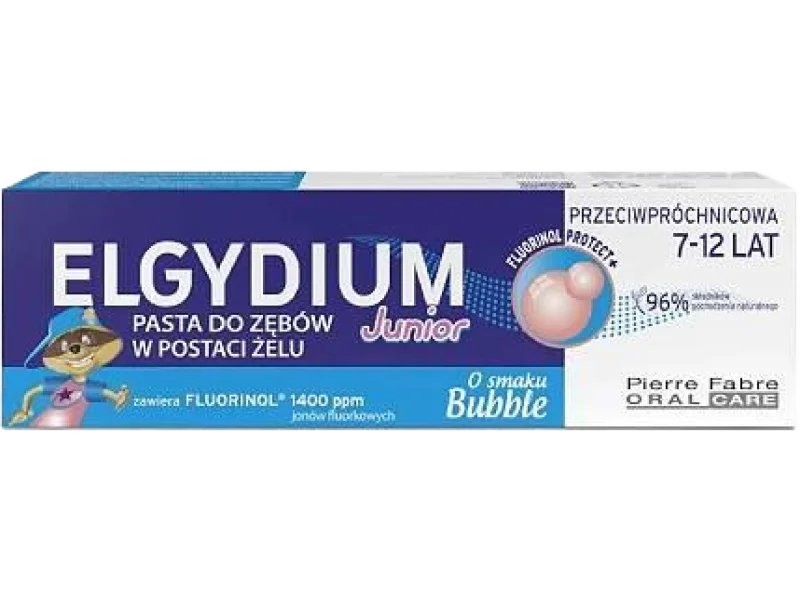 ELGYDIUM Junior Bubble Przeciwpróchnicowa pasta, pasta do jamy ustnej, 1400 ppm