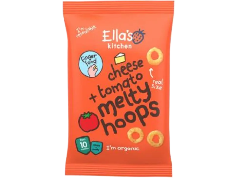 Ella’s Kitchen BIO Chrupiące krążki z serem i pomidorami, 0,8 mg/100g