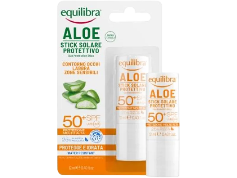 EQUILIBRA ALOE Solare Aloesowy Sztyft Przeciwsłoneczny SPF50+, sztyft na skórę