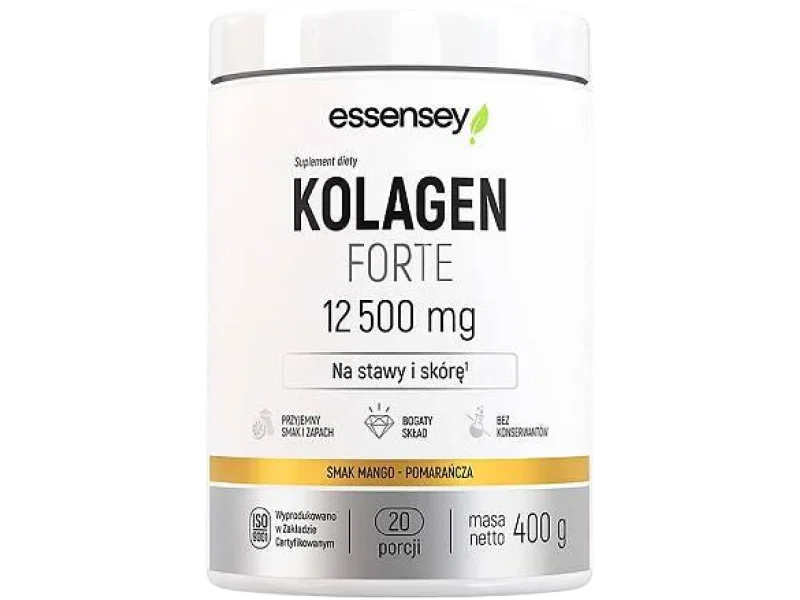 Essensey Kolagen FORTE 12500 mg Premium smak mango-pomarańcza, proszek, 12500 mg