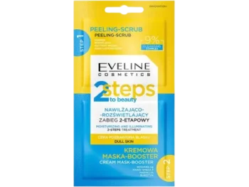 EVELINE 2 Steps To Beauty Nawilżająco-rozświetlający zabieg 2-etapowy, peeling + maska