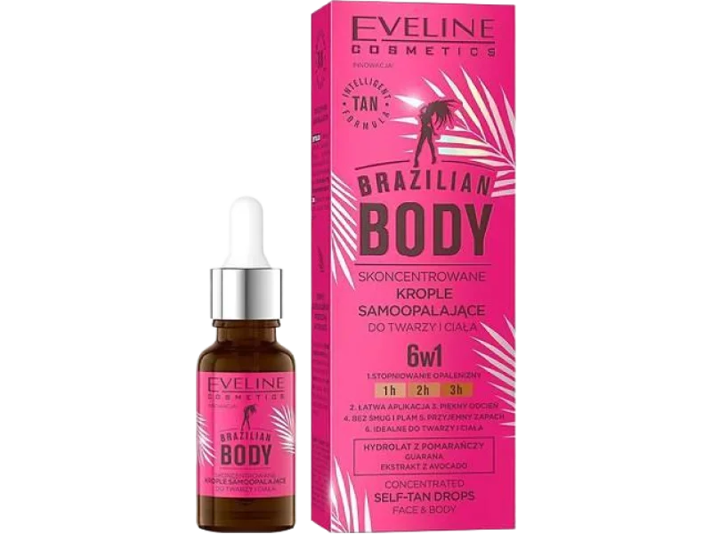 EVELINE BRAZILIAN BODY Skoncentrowane krople samoopalające do twarzy i ciała