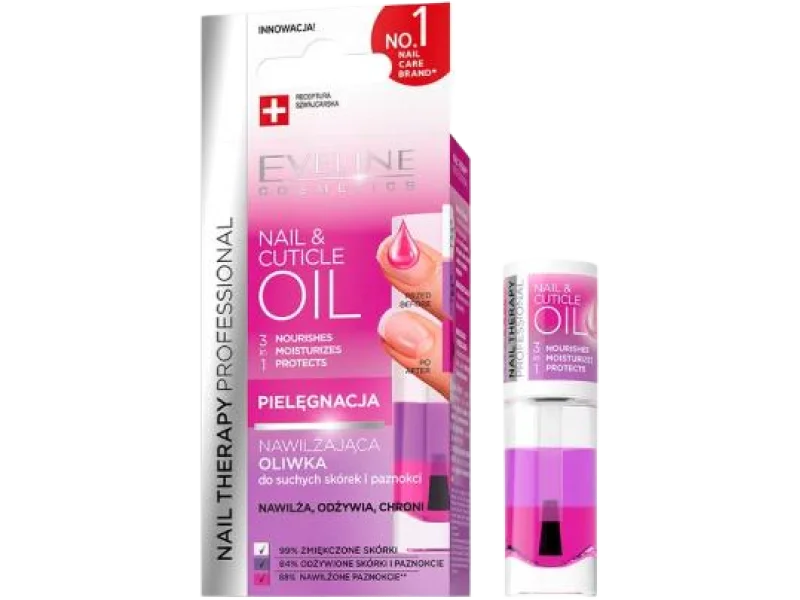 EVELINE Nail Therapy Professional Nawilżająca oliwka do suchych skórek i paznokci, olejek