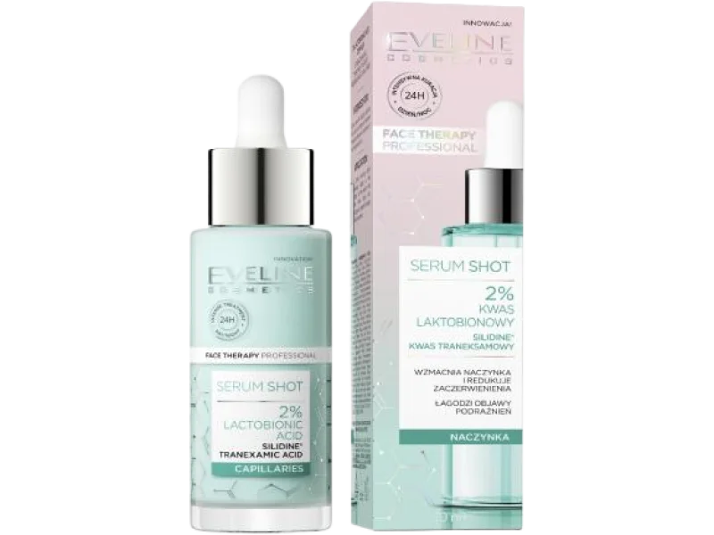 EVELINE Serum Shot Kuracja wzmacniająca na zaczerwienienia z kwasem laktobionowym 2%