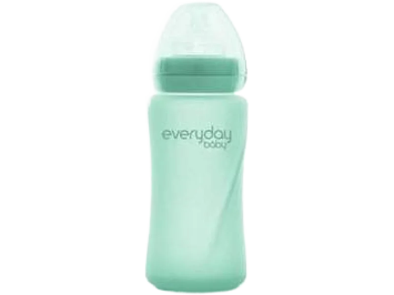 EVERYDAY BABY Szklana butelka ze smoczkiem miętowa 6m+, sprzęt medyczny