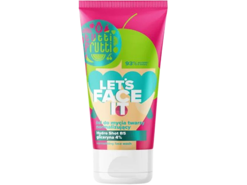 FARMONA TUTTI FRUTTI Let’s Face It Normalizujący Żel myjący do twarzy z gliceryną 4% + Hydro Shot B5, żel