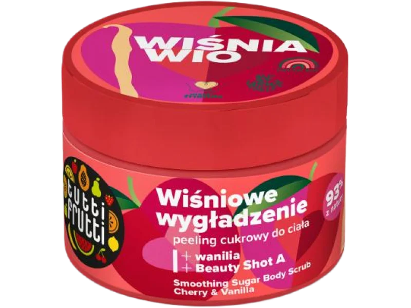 FARMONA TUTTI FRUTTI Wygładzający peeling do ciała Wiśnia, Wanilia i Beauty shot A