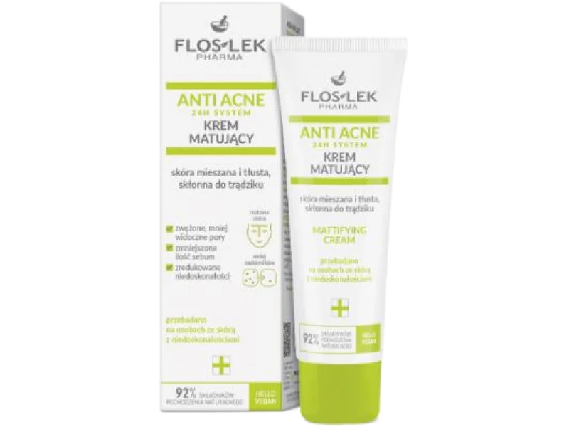 FLOS-LEK ANTI ACNE 24h System Krem Matujący