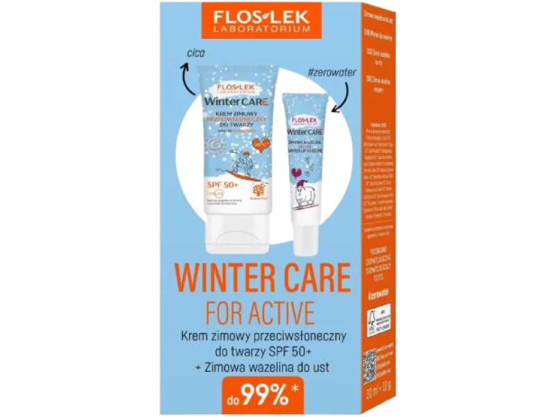 FLOS-LEK Winter Care Zestaw prezentowy: Krem zimowy przeciwsłoneczny do twarzy SPF 50+ + Zimowa wazelina do ust