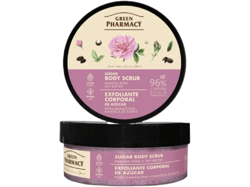 GREEN PHARMACY Peeling cukrowo-solny do ciała Róża damasceńska i Masło shea