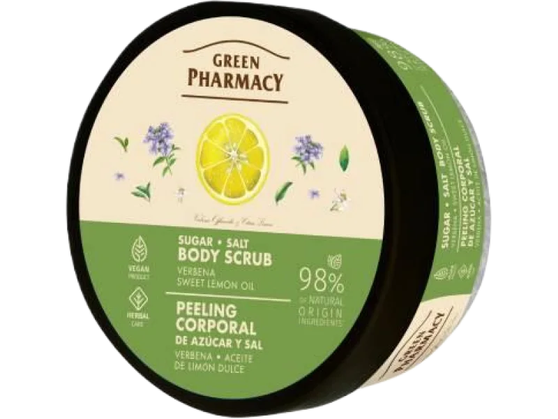 GREEN PHARMACY Peeling cukrowo-solny do ciała Werbena i Olejek cytrynowy