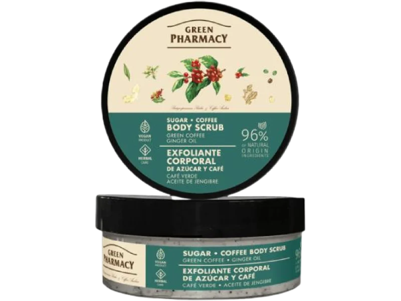 GREEN PHARMACY Peeling cukrowo-solny do ciała Zielona kawa i Olejek imbirowy