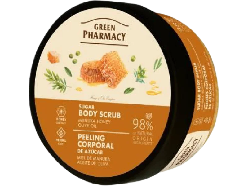 GREEN PHARMACY Peeling cukrowy do ciała Miód manuka i Oliwa z oliwek