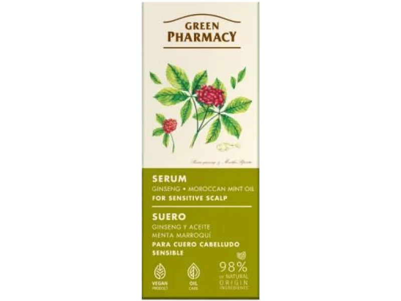 GREEN PHARMACY Serum do wrażliwej skóry głowy Żeń-szeń i Marokański olej miętowy