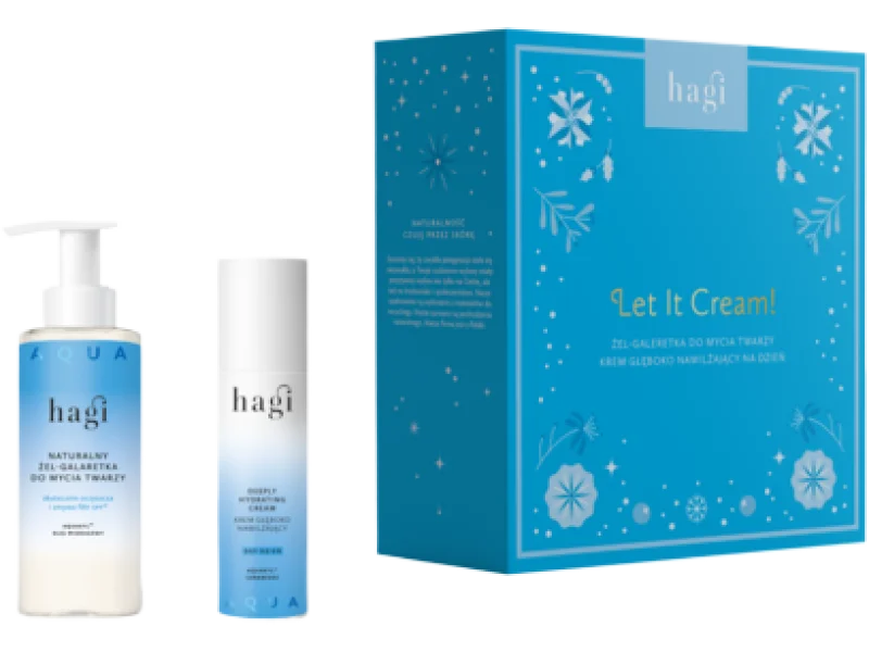 HAGI Zestaw Let It Cream Aqua Zone Naturalny żel-galaretka do mycia twarzy + Głęboko nawilżający krem na dzień, żel,krem