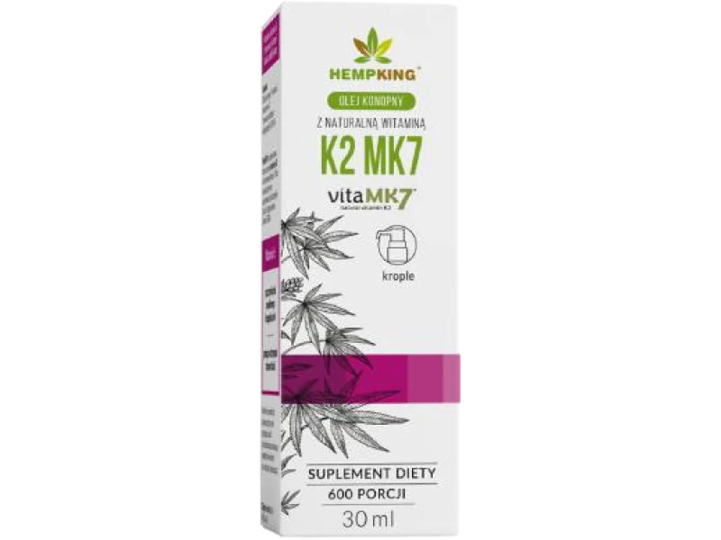 HEMPKING Olej Konopny z Naturalną witaminą K2 MK7, krople, 20 µg