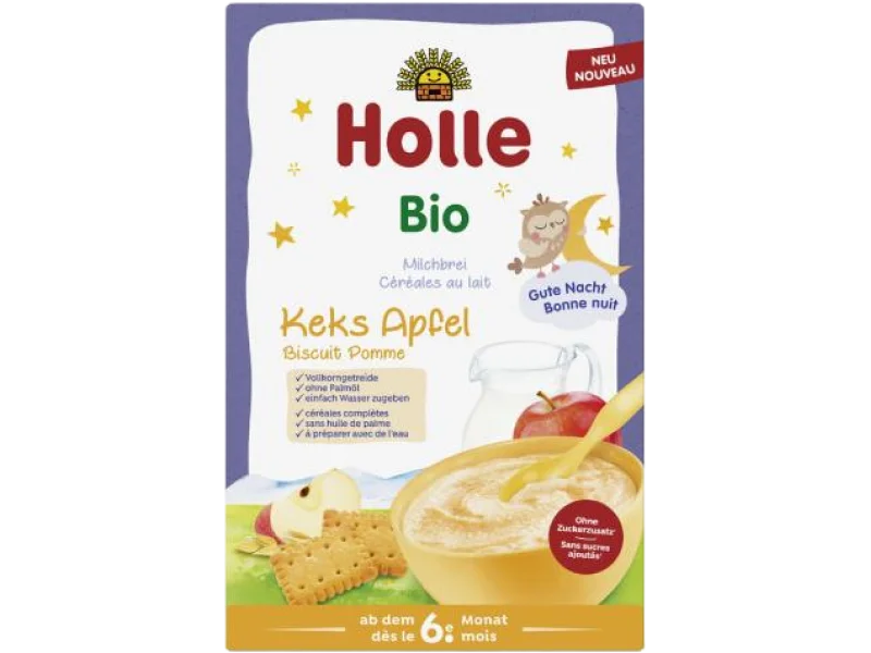 HOLLE Bio Kaszka mleczna owsianka ciastka i jabłko, proszek