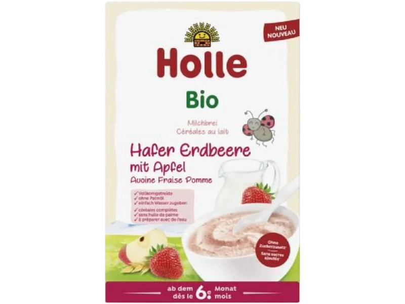 Holle Bio Kaszka mleczno-owsiana truskawka-jabłko, proszek