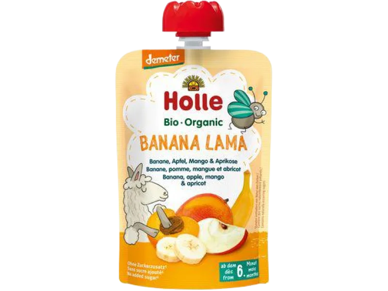 HOLLE Bio Organic Mus owocowy banan, jabłko, mango i morela