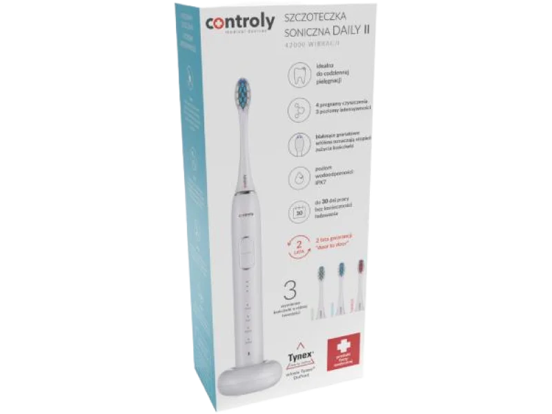HYDREX Szczoteczka soniczna Controly Daily II biała, sprzęt medyczny, 42 000 wibracji/min