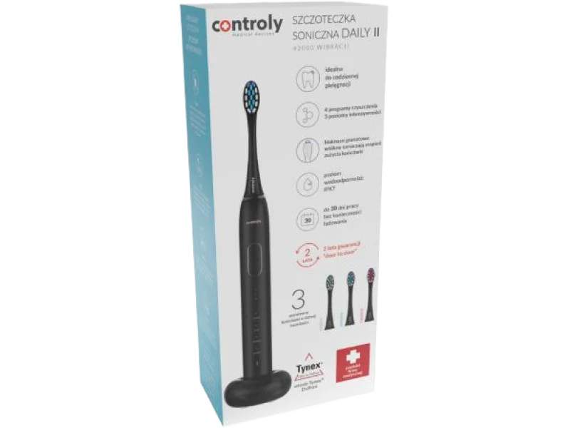 HYDREX Szczoteczka soniczna Controly Daily II czarna, sprzęt medyczny