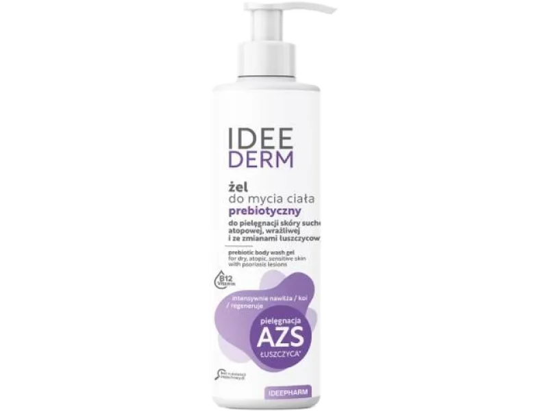 IDEE DERM Prebiotyczny żel do mycia ciała ze zmianami łuszczycowymi i AZS