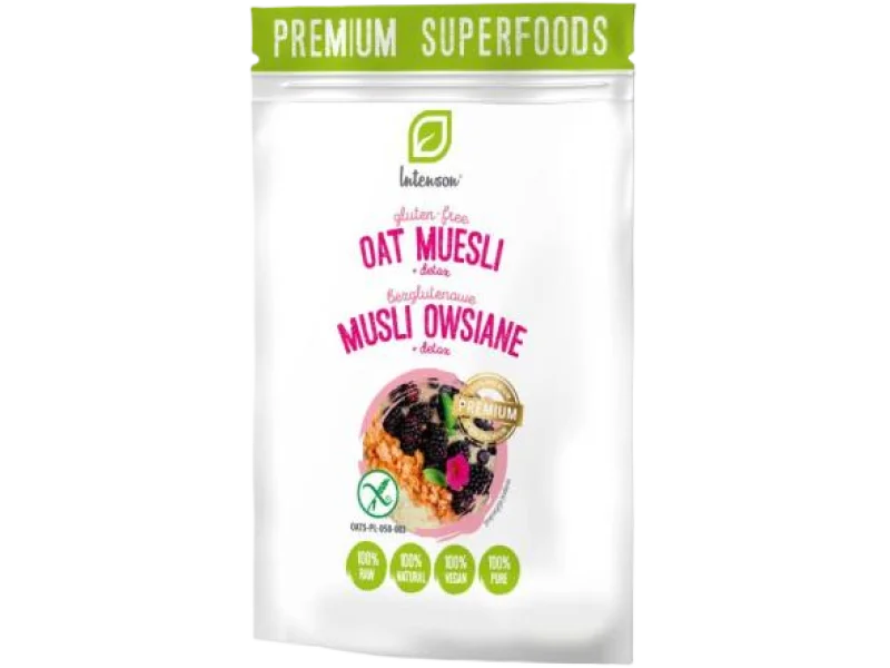 INTENSON Bezglutenowe musli owsiane + Detox, produkt sypki