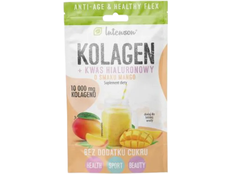 INTENSON Kolagen + kwas hialuronowy o smaku mango, proszek