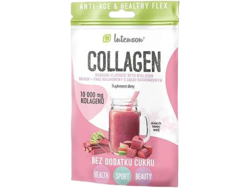 INTENSON Kolagen + kwas hialuronowy + witamina C o smaku rabarbarowym, proszek
