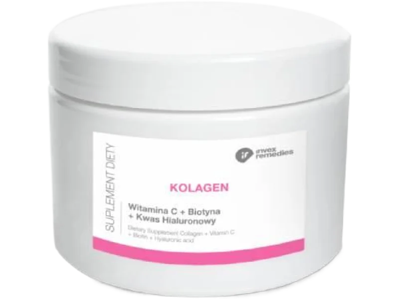 INVEX REMEDIES Kolagen + Witamina C + Biotyna + Kwas Hialuronowy, proszek