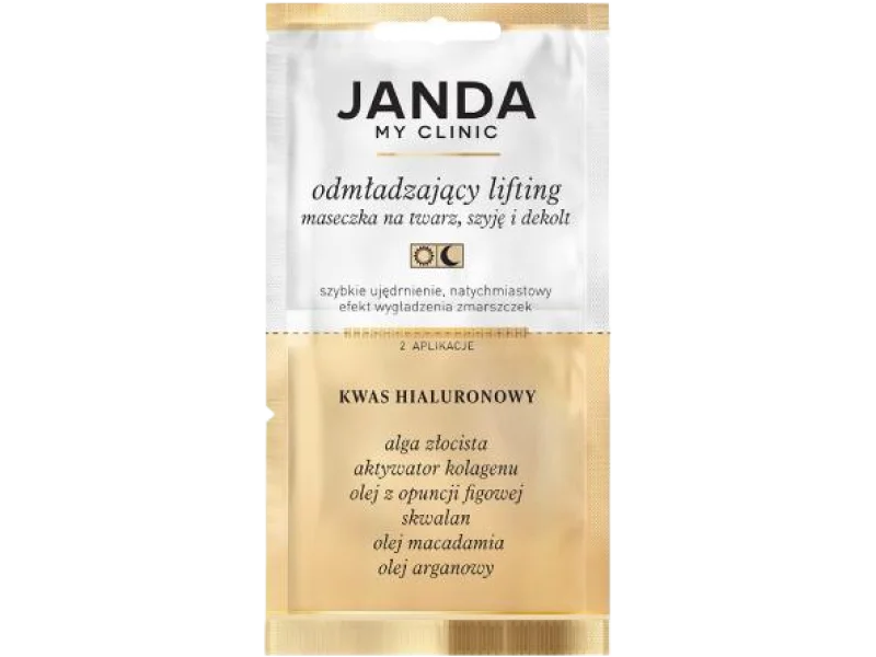 JANDA My Clinic Odmładzający lifting Maseczka na twarz, szyję i dekolt, Kwas Hialuronowy, maska