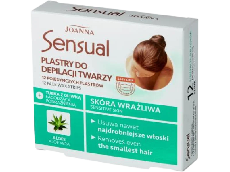 JOANNA Sensual Plastry do depilacji twarzy skóra wrażliwa + Tubka z oliwką łagodzącą