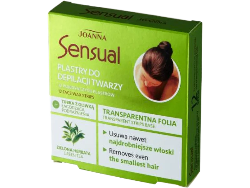 JOANNA Sensual Plastry do depilacji twarzy z ekstraktem z zielonej herbaty i Tubka z oliwką łagodzącą podrażnienia