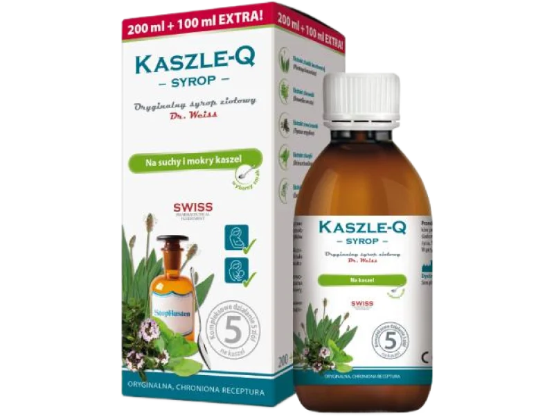 KASZLE-Q Syrop ziołowy na suchy i mokry kaszel