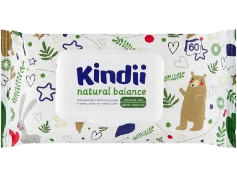 Kindii Natural Balance Chusteczki dla niemowląt i dzieci
