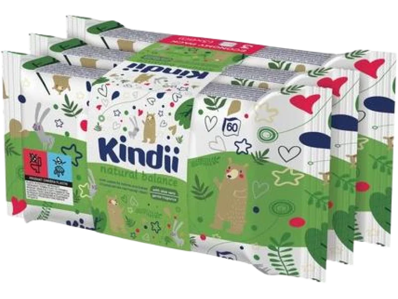 KINDII Natural Balance Chusteczki nawilżane dla dzieci