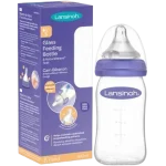 LANSINOH Szklana butelka do karmienia + smoczek Natural/Wave, sprzęt medyczny