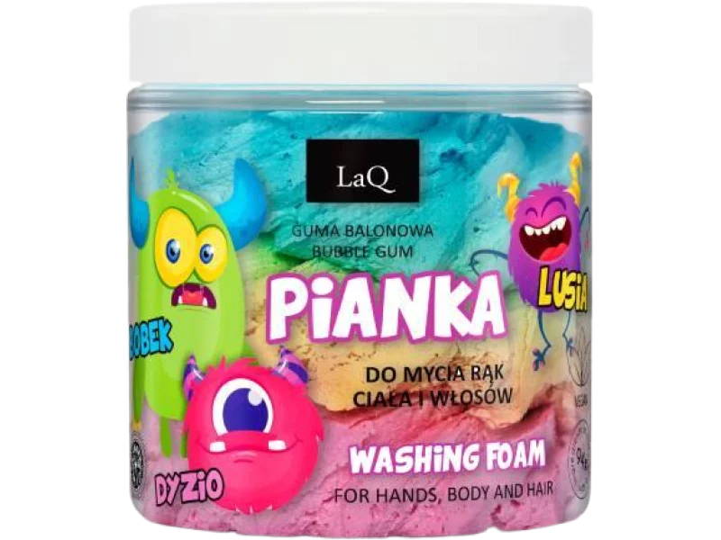 LaQ Bobek Dyzio Lusia Pianka myjąca 3-kolorowa do mycia rąk, ciała i włosów dla dzieci guma balonowa