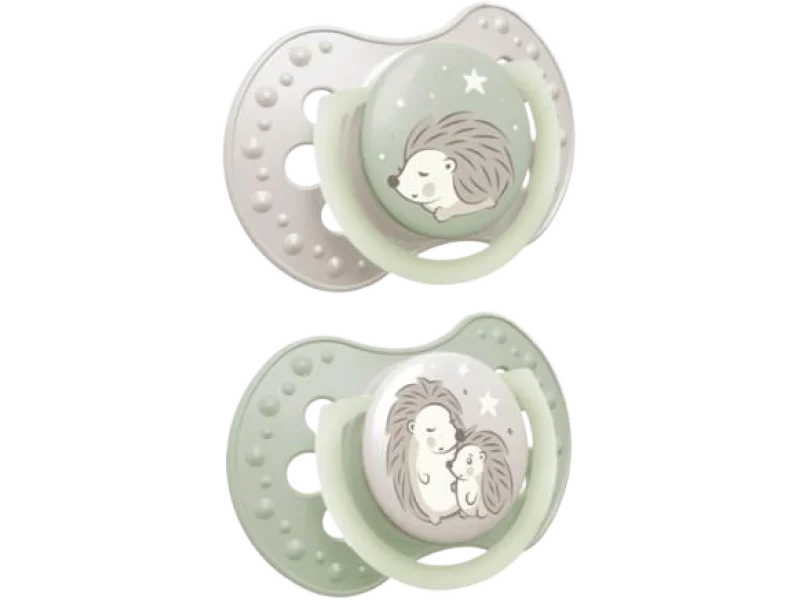 LOVI Smoczek silikonowy dynamiczny 6 – 18m+ Night&Day Hedgehog, smoczki